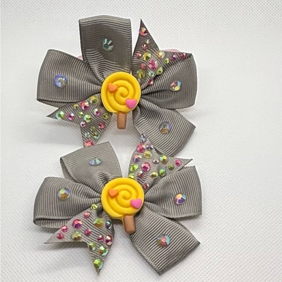 Charming Floral Kids Hair Bow - Blue and Pink - Picture 11 of 11